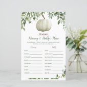 緑のカボチャ赤ちゃんシャワーゲームプリント (スタンド正面)