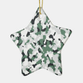 緑のカムフラージュパターン セラミックオーナメント (左)
