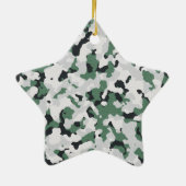 緑のカムフラージュパターン セラミックオーナメント (裏面)