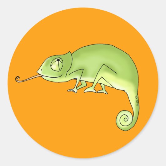緑のカメレオン ラウンドシール (正面)