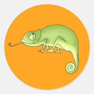 緑のカメレオン ラウンドシール