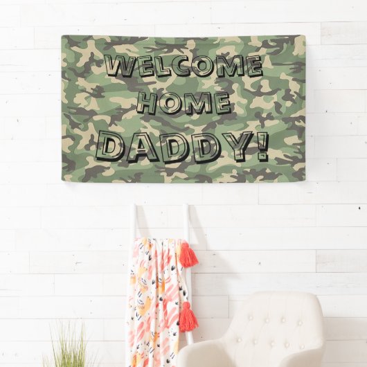 緑のカモフラージュウェルカムホームバナーパーソナライズされた 横断幕 (インサイチュ)