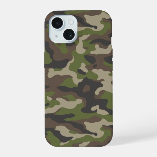 緑のカモフラージュ柄 iPhone 15ケース (裏面)