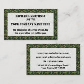 緑のカモフラージュ迷彩柄パターン 名刺 (正面/裏面)