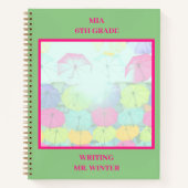 緑のカラフルな傘のクラスの学生 ノートブック (正面)