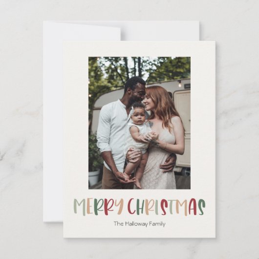 緑のカラフルクリスマス縦独身の写真 シーズンカード (正面)