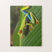 緑のカラフルジャングルツリーカエル ジグソーパズル (縦)