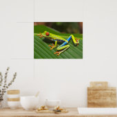 緑のカラフルジャングルツリーカエル ポスター (キッチン)