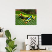 緑のカラフルジャングルツリーカエル ポスター (ホームオフィス)