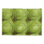 緑のカラフルフローラモティを特徴とする織物デザイン 枕カバー (裏面-左)