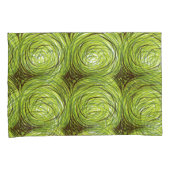 緑のカラフルフローラモティを特徴とする織物デザイン 枕カバー (正面右)