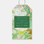 緑のカラフルヴィンテージフローラ ギフトタグ (裏面)