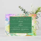 緑のカラフルヴィンテージフローラ 招待状 (スタンド正面)