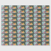 緑のカラフル冬のワンダーランドの水色 ラッピングペーパー (フラット)