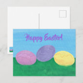 緑のカラフル草はがき内のイースターエッグ3 シーズンポストカード (正面/裏面)