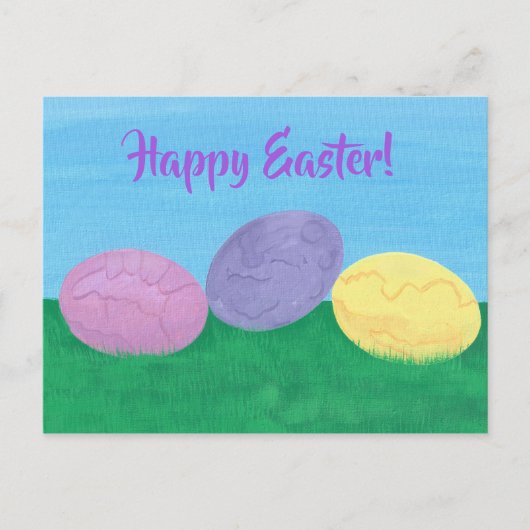 緑のカラフル草はがき内のイースターエッグ3 シーズンポストカード (正面)