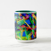 緑のカラフル'間違ったブラシストロークの正方形' マグカップ (中央)