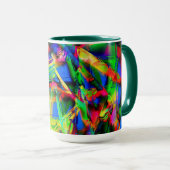 緑のカラフル'間違ったブラシストロークの正方形' マグカップ (正面右)