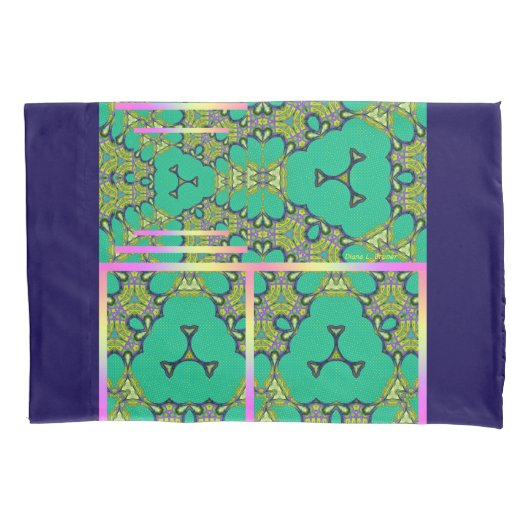 緑のカレイドスコープ ペア  枕カバー (正面左)