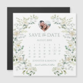 緑のカレンダー日付を保存するフォトマグネット (正面/裏面)