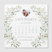 緑のカレンダー日付を保存するフォトマグネット (正面)