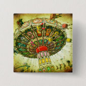 緑のカーニバルスイングライドヴィンテージ写真スタイリッシュ 缶バッジ (正面)