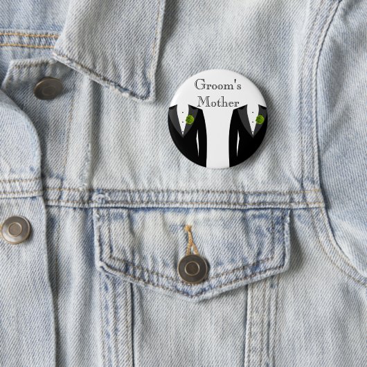 緑のカーネーションの陽気な結婚式の新郎の母バッジ 缶バッジ (インサイチュ)