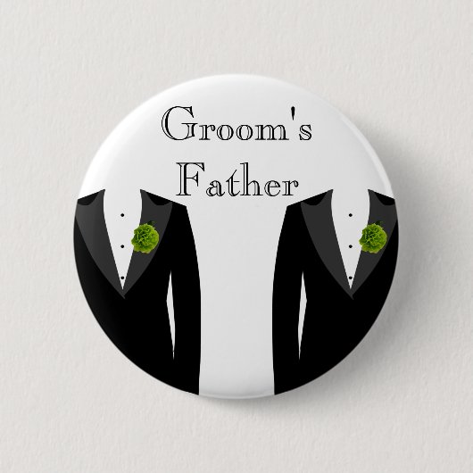 緑のカーネーションの陽気な結婚式の新郎の父のバッジ 缶バッジ (正面)
