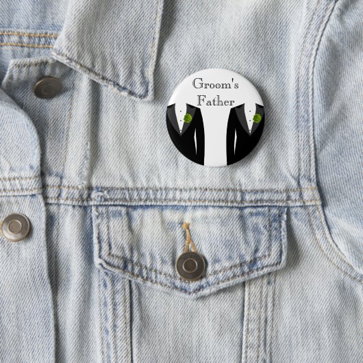 緑のカーネーションの陽気な結婚式の新郎の父のバッジ 缶バッジ (インサイチュ)