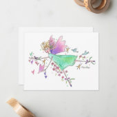 緑のガウンのエンジェルとハートと鳩 ノートカード (正面/裏面インサイチュ)