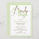 緑のガラガラ|ベビーシャワーの招待 招待状 (正面/裏面)