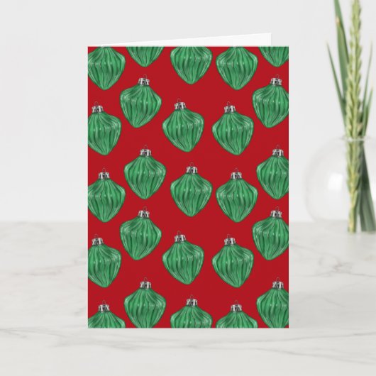 緑のガラスオーナメント – 赤カード 案内状 (正面)