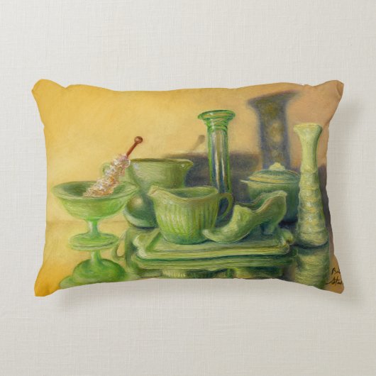 「緑のガラス製品」 アクセントクッション (正面)