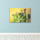 「緑のガラス製品」 キャンバスプリント (インサイチュ (ウッドフロア))