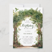 緑のガーデンアーチが誕生日を彩る 招待状 (正面)