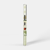 緑のガーリー格子縞とチェック蜂のハート名 SAMSUNG GALAXYケース (右側面)