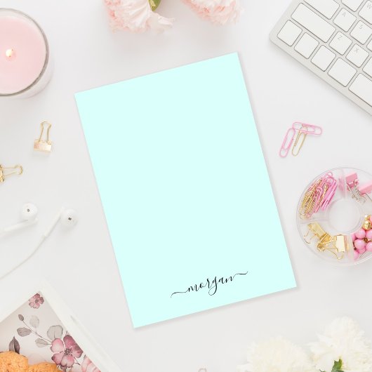 緑のガーリー青モノグラムモダンスクリプト ポストイット