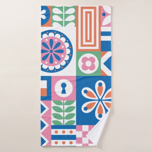 緑のキウイフルの水色分離イラストレーション バスタオル (バスタオル)