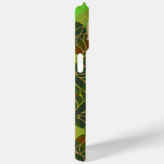 緑のキツネと葉の葉モノグラムの間の赤い Case-Mate iPhoneケース (裏面 / 右)