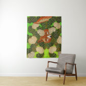 緑のキツネと葉の間葉の赤い タペストリー (インサイチュ)