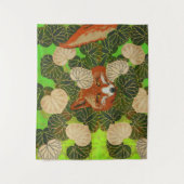 緑のキツネと葉の間葉の赤い タペストリー (正面)