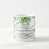 緑のキヅタの植物のモノグラムのな名前 コーヒーマグカップ