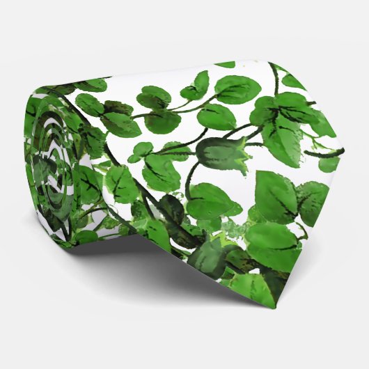 緑のキヅタの花柄 ネクタイ (ロール)