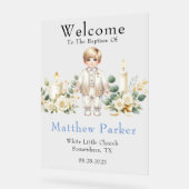 緑のキャンドル少年バプテスマ歓迎サイン アクリルサイン (傾斜)