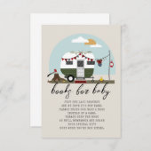 緑のキャンパー・ lumberjack ・ベイビーシャワーの本の請求 エンクロージャーカード (正面/裏面)