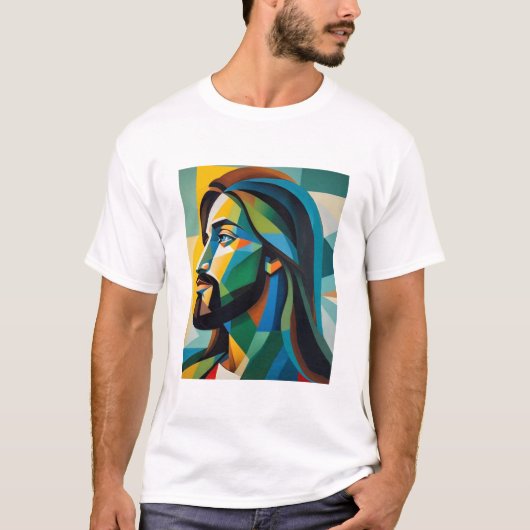緑のキュビズムのイエス 6 Tシャツ (正面)