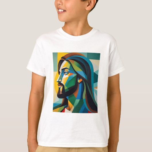 緑のキュビズムのイエス 6 Tシャツ (正面)
