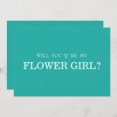 緑のキュートなあなたが私のフラワーガールになってくれる？ 招待状 (正面/裏面)