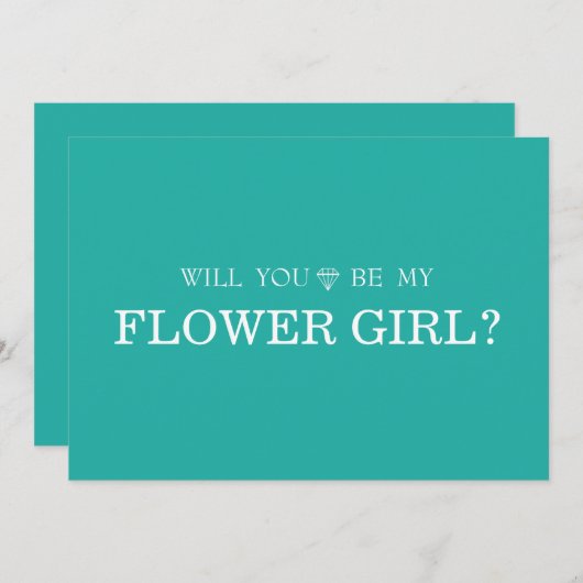 緑のキュートなあなたが私のフラワーガールになってくれる? 招待状 (正面/裏面)