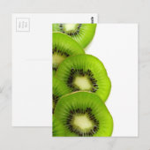 緑のキーウィフルーツの切れ-フルーツのプリント ポストカード (正面/裏面)